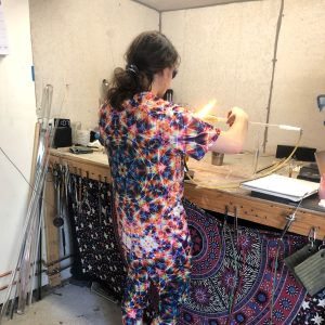 Beginner Glass Blowing Student